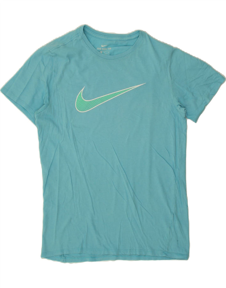 NIKE Womens Athletic Cut Graphic T-Shirt Top UK 14 Medium Turquoise Vintage Nike and Second-Hand Nike from Messina Hembry 
