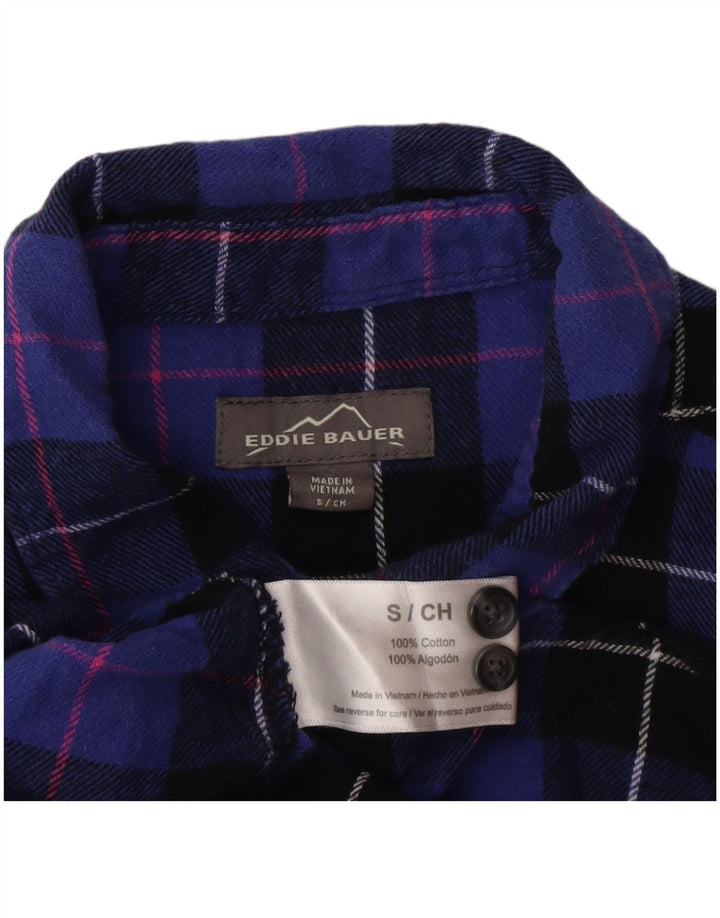 Camicia in flanella da donna Eddie Bauer UK 10 piccolo cotone a quadri viola
