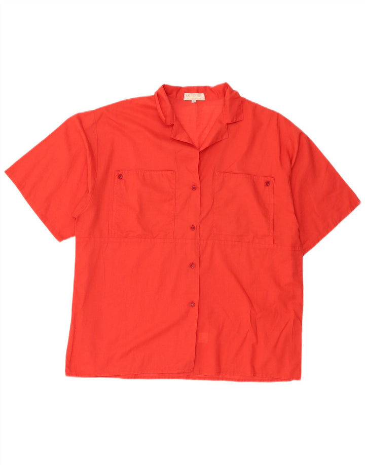 Camicia vintage da donna a maniche corte IT 46 Large in cotone rosso
