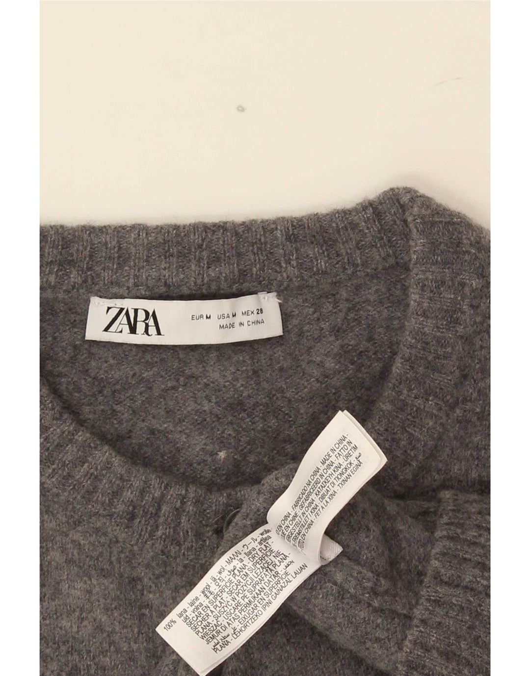 Maglione cardigan corto da donna Zara UK 12 Lana grigio medio