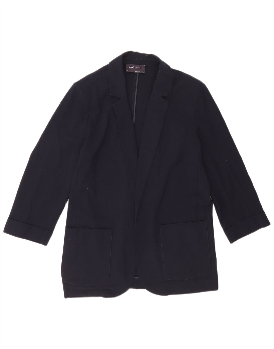 Giacca blazer aperta con maniche a 3/4 Marks & Spencer da donna UK 12 blu navy medio