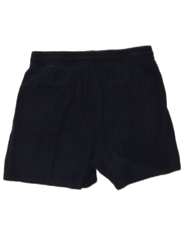 Pantaloncini a vita alta da donna Marks & Spencer UK 12 medi W30 blu navy lino