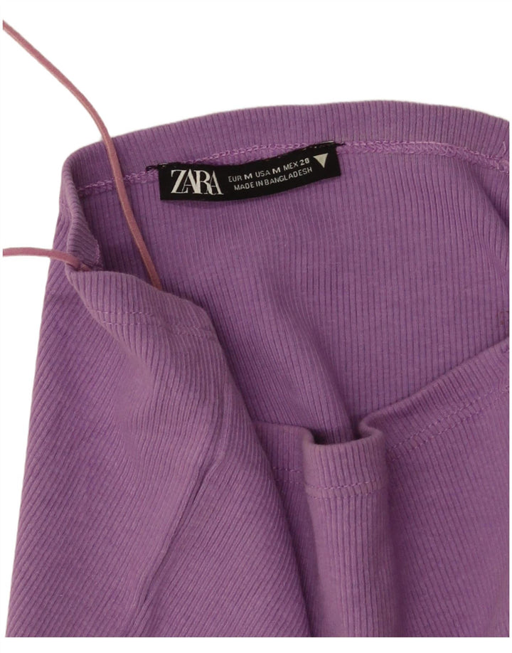 Top corto con canottiera corta da donna Zara UK 12 viola medio