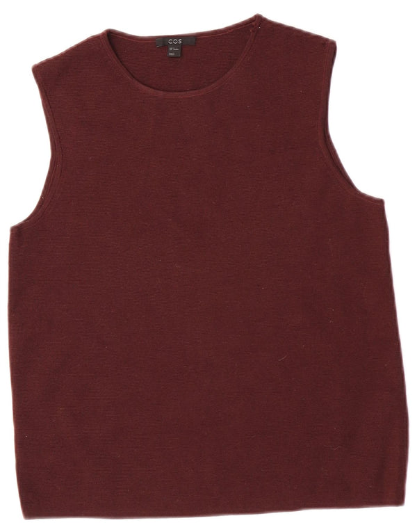 Cos Womens Vest Tank Top UK 10 Small Burgundy Wool