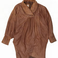 Cappotto vintage in pelle di pipistrello da donna UK 16 grande marrone