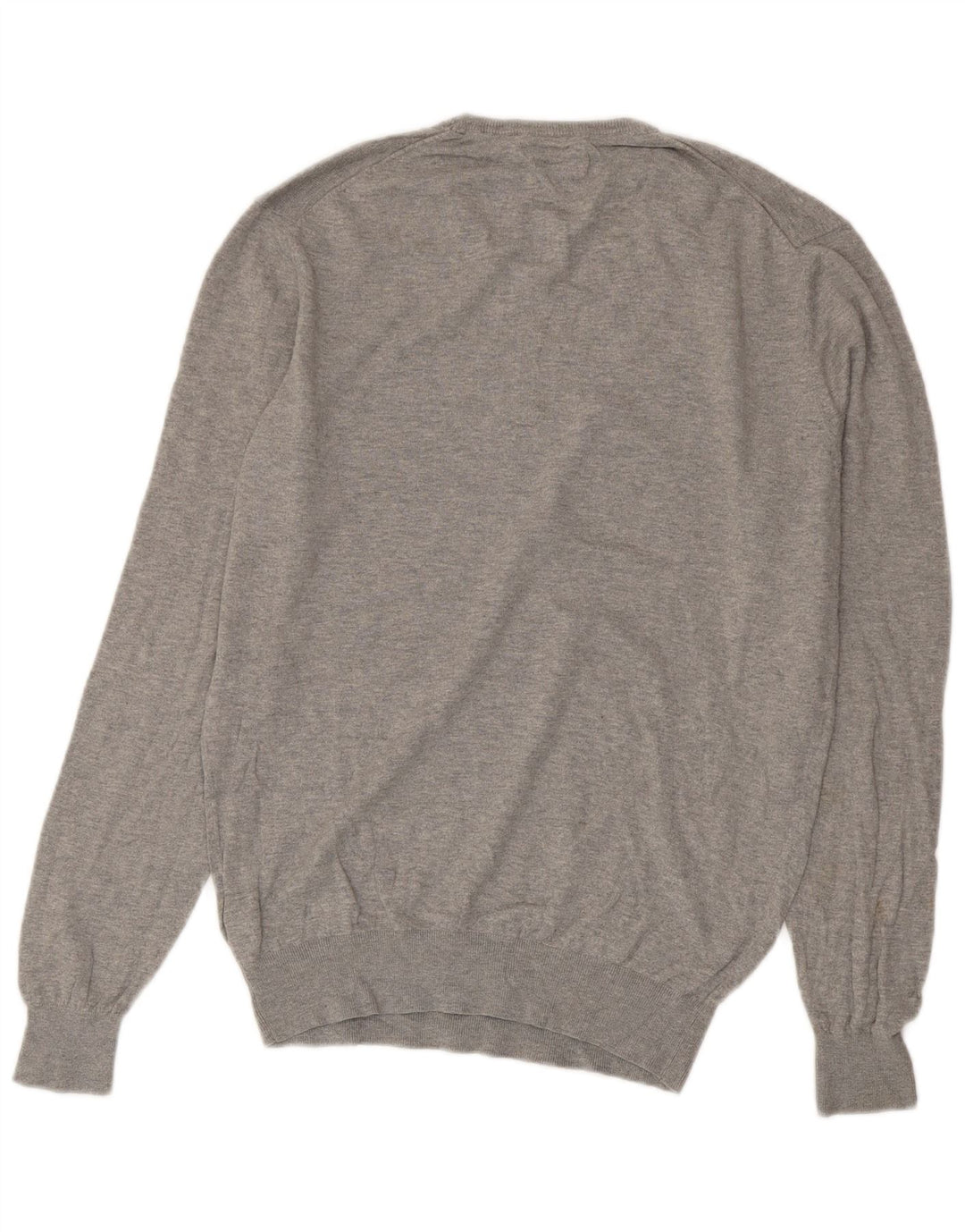 Massimo Dutti Maglione da uomo con scollo a V in cotone screziato grigio medio