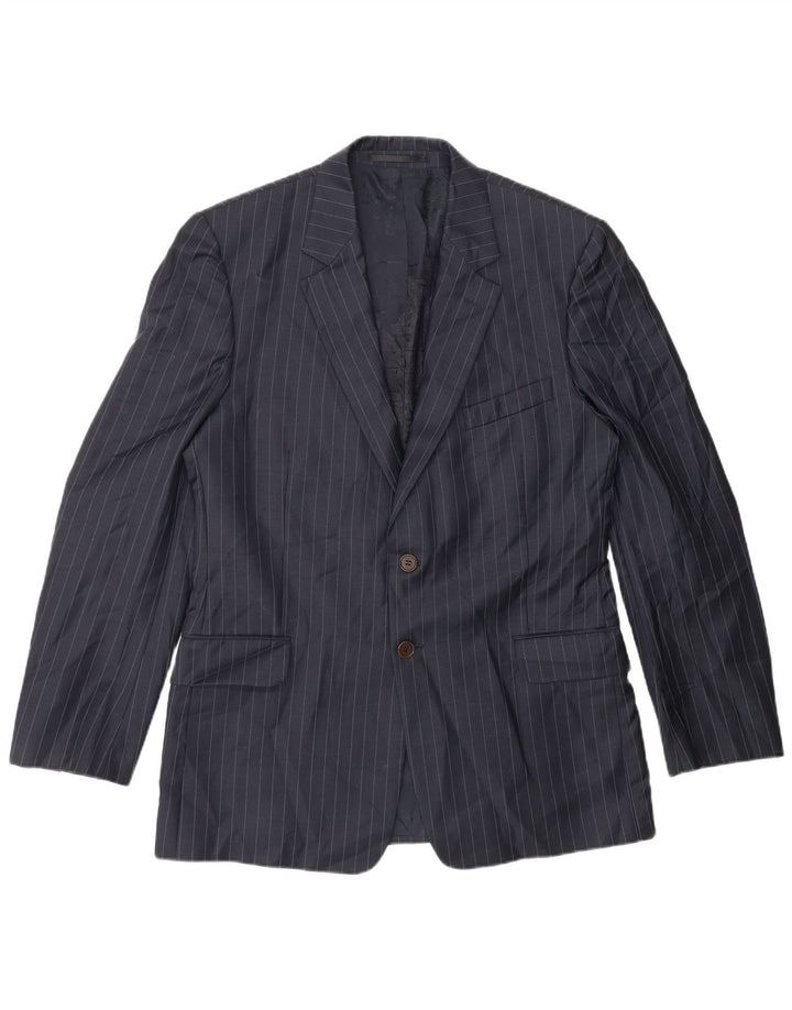Giacca blazer da uomo a 2 bottoni Paul Smith UK 42 XL Lana gessata blu navy
