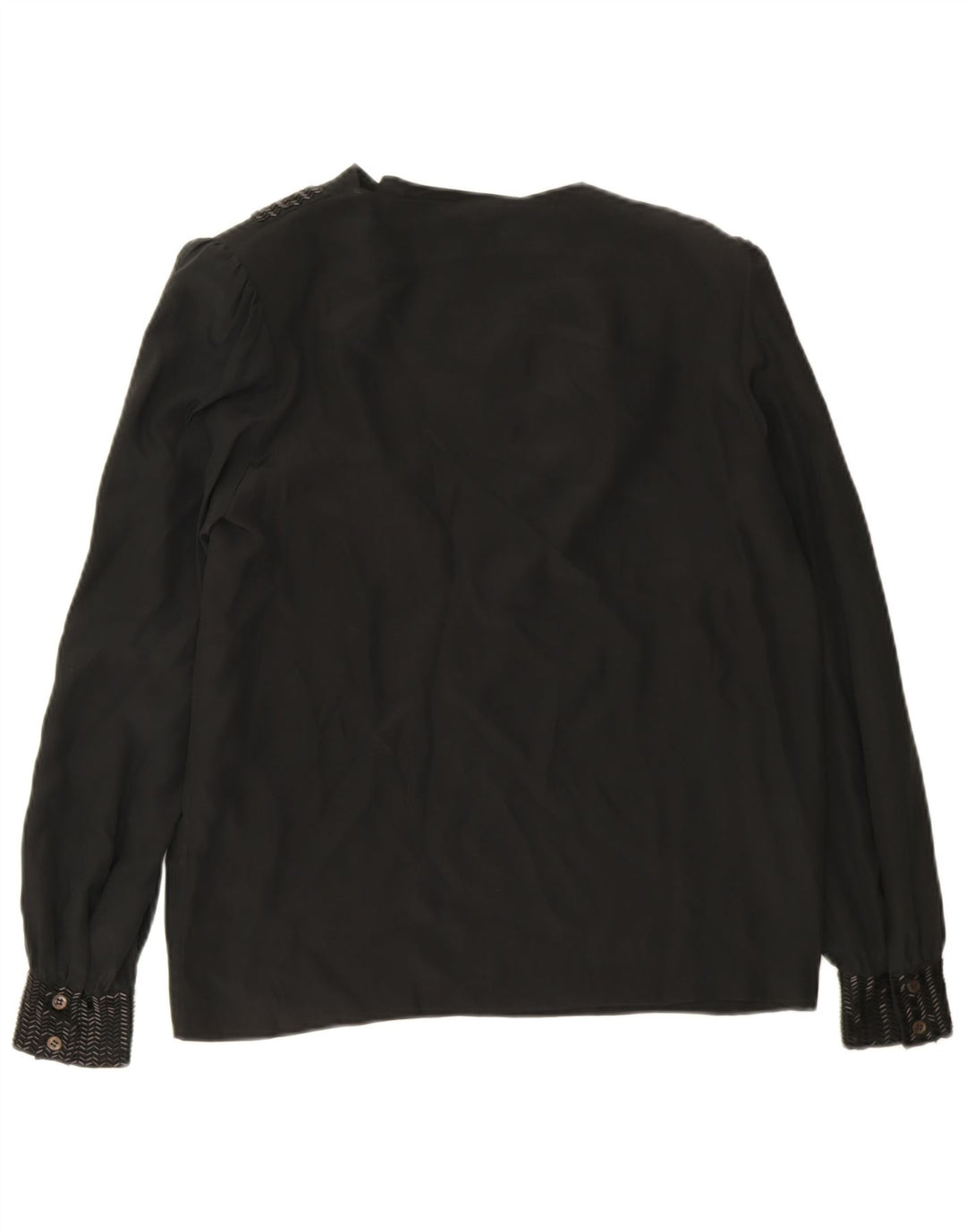 Top camicetta a maniche lunghe da donna vintage EU 38 seta nera media
