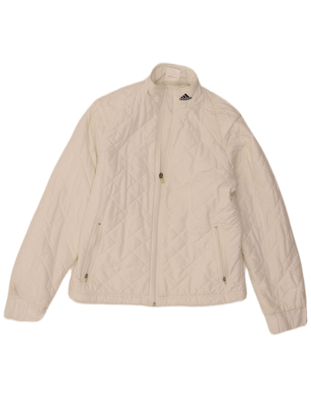 Giacca trapuntata da donna Adidas UK 14 poliestere bianco medio