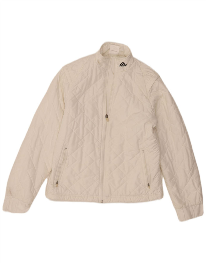 Giacca trapuntata da donna Adidas UK 14 poliestere bianco medio