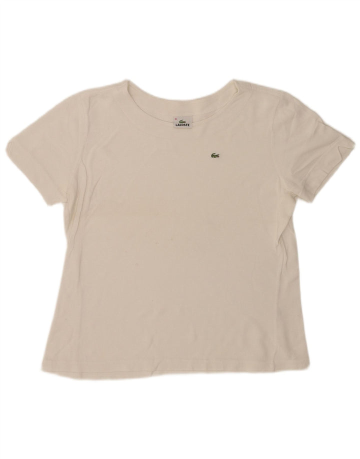 T-shirt da donna Lacoste taglia superiore 46 XL cotone bianco
