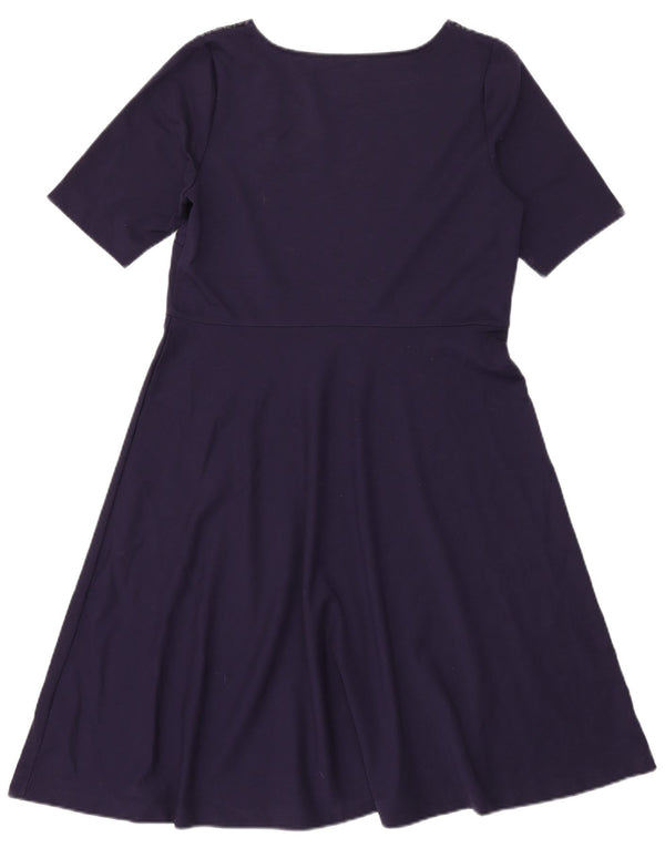 MARKS & SPENCER Womens A-Line Dress UK 14 Medium Navy Blue Floral