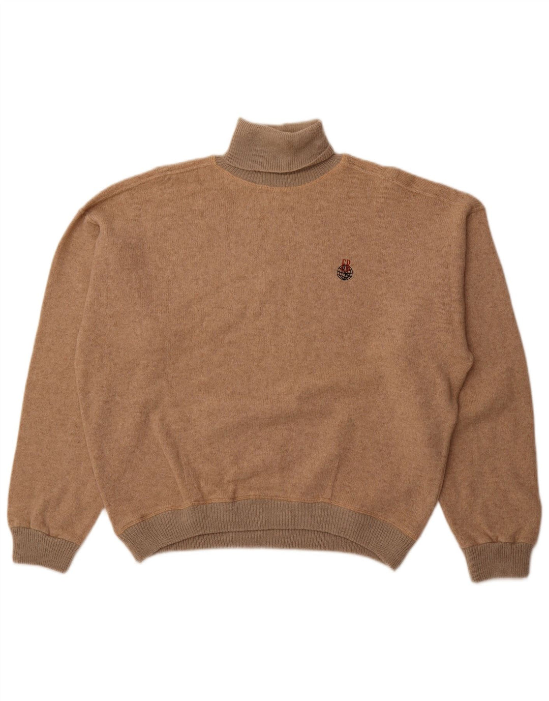 Maglione maglione oversize da donna VINTAGE con collo alto UK 18 XL Lana beige