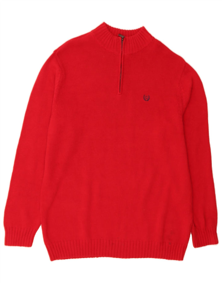 CHAPS Mens Zip Neck Jumper Sweater XL Red Cotton Vintage Chaps and Second-Hand Chaps from Messina Hembry 
