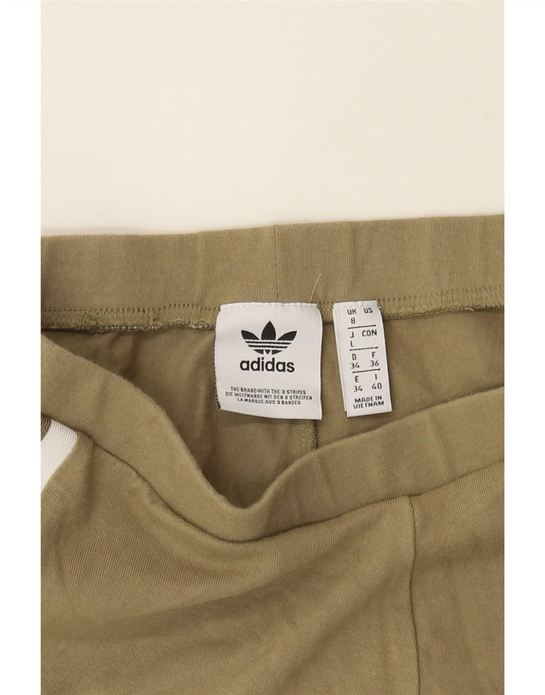 ADIDAS Womens Leggings UK 8 Small Khaki Cotton Vintage Adidas and Second-Hand Adidas from Messina Hembry 