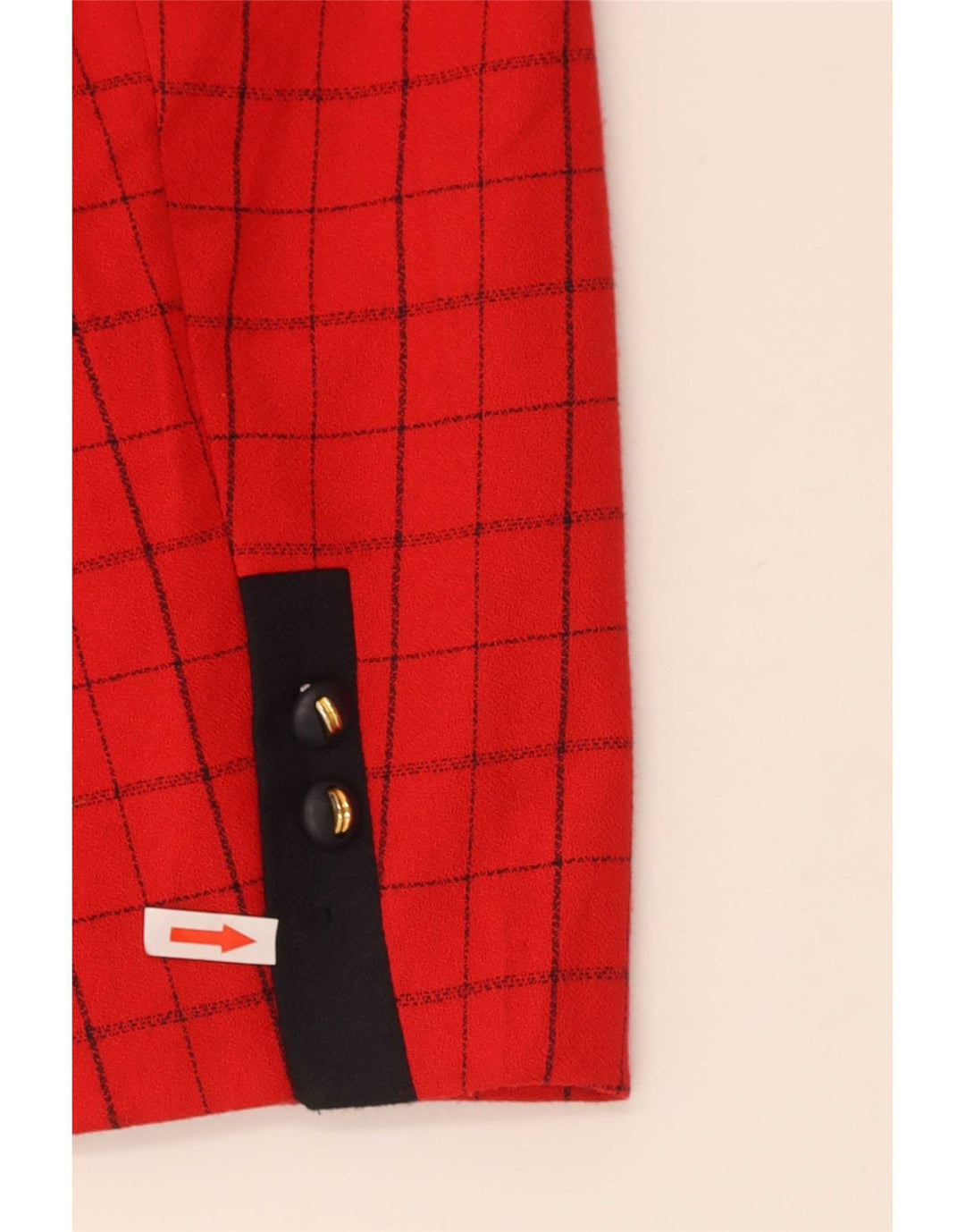 Giacca blazer vintage da donna a 4 bottoni US 12 grande poliestere a quadri rossi