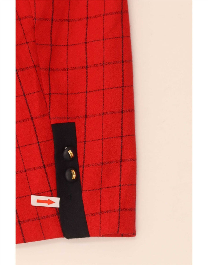 Giacca blazer vintage da donna a 4 bottoni US 12 grande poliestere a quadri rossi