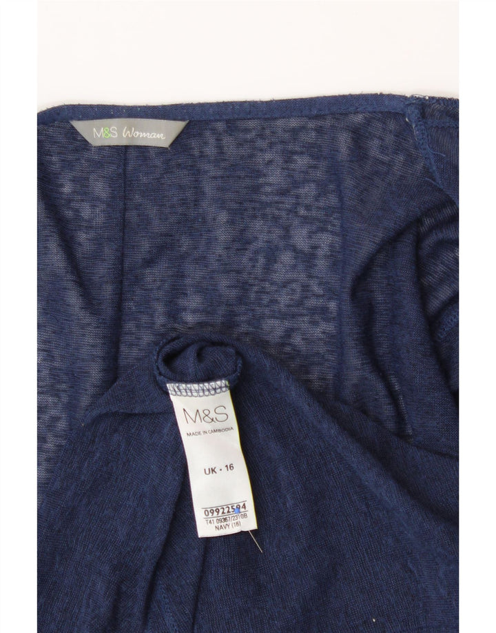 MARKS & SPENCER Womens Open Cardigan Sweater UK 16 Large Navy Blue Vintage Marks & Spencer and Second-Hand Marks & Spencer from Messina Hembry 