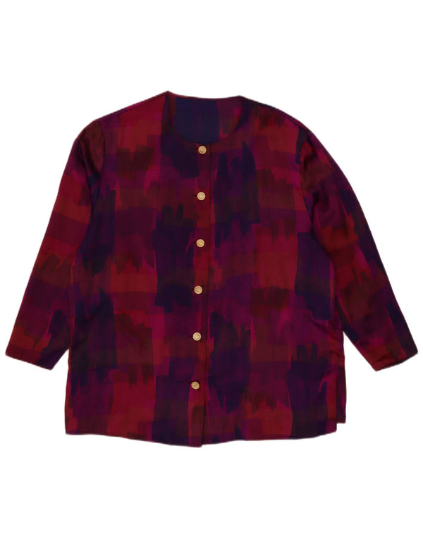 Camicetta a maniche a 3/4 con motivo astratto da donna VINTAGE UK 18 XL Viola