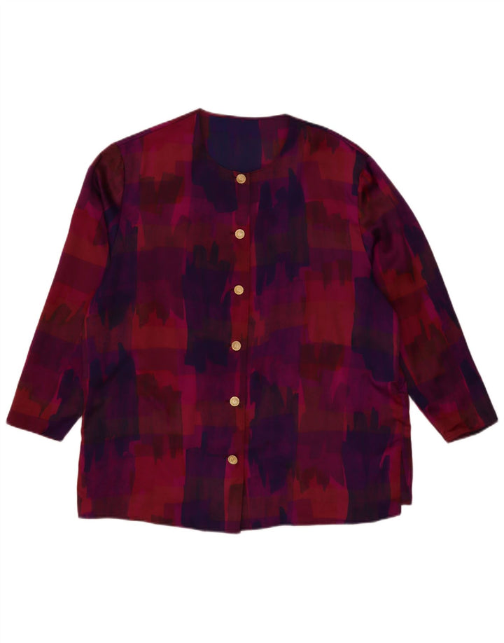 Camicetta a maniche a 3/4 con motivo astratto da donna VINTAGE UK 18 XL Viola