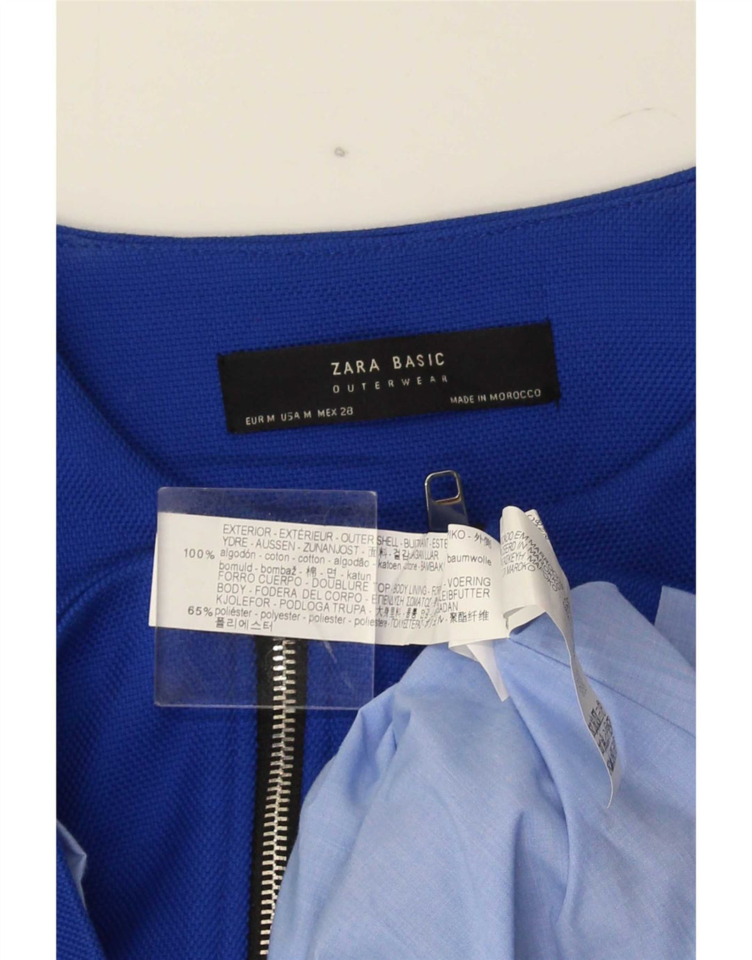 Soprabito da donna Zara UK 14 cotone blu medio