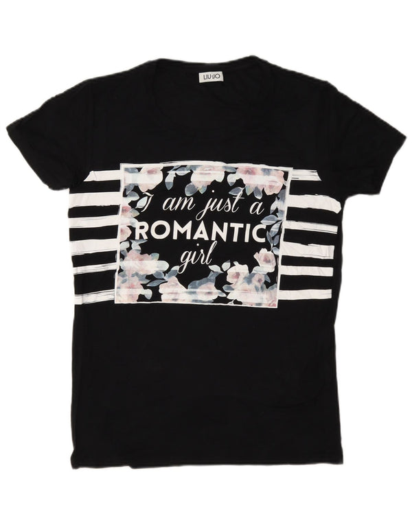 T-shirt grafica da donna Liu Jo Top UK 12 Medium Nero