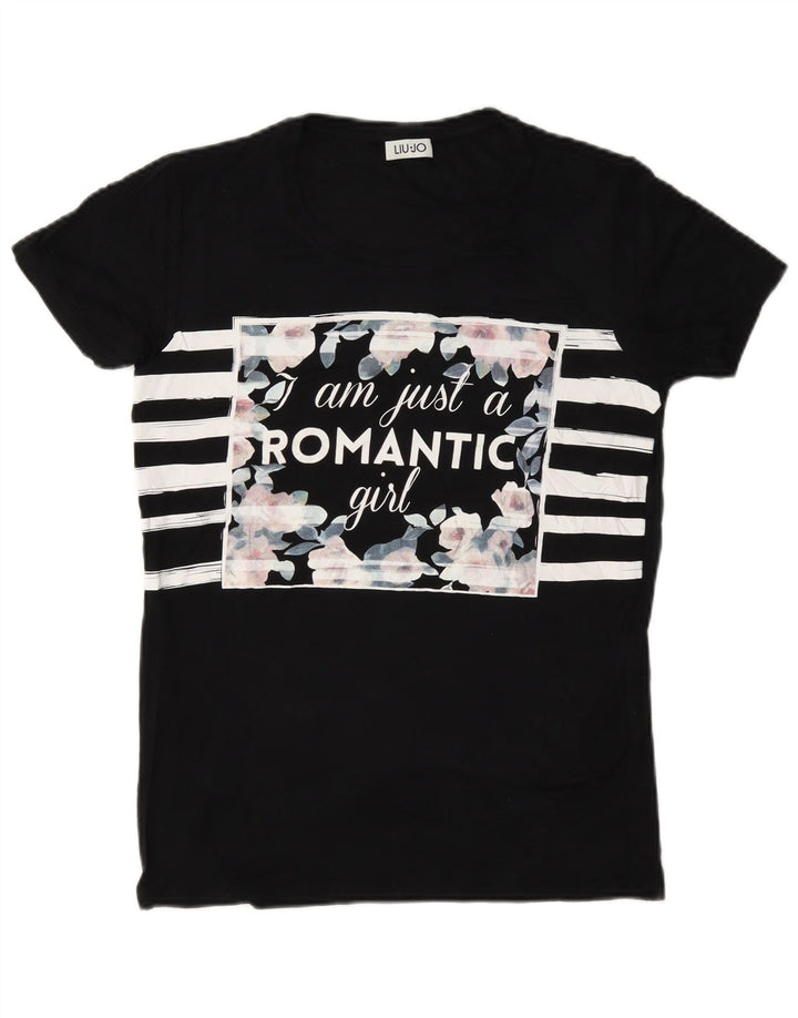 T-shirt grafica da donna Liu Jo Top UK 12 Medium Nero