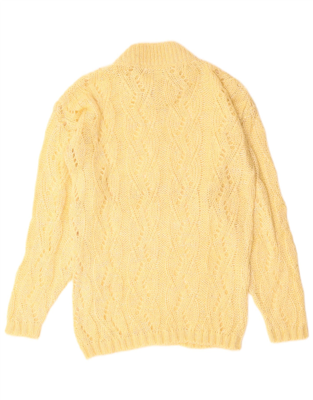 Maglione maglione collo alto da donna VINTAGE UK 10 piccolo beige