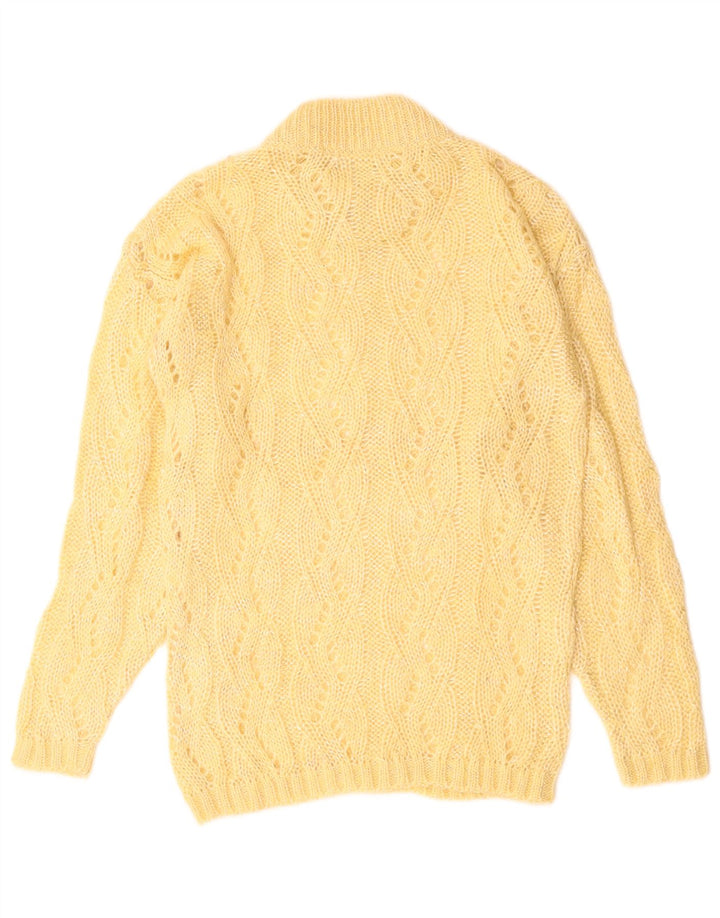 Maglione maglione collo alto da donna VINTAGE UK 10 piccolo beige