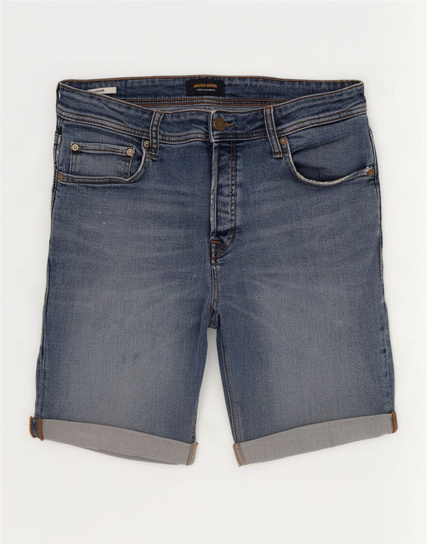 Pantaloncini di jeans regolari da uomo Jack & Jones grandi W34 cotone blu