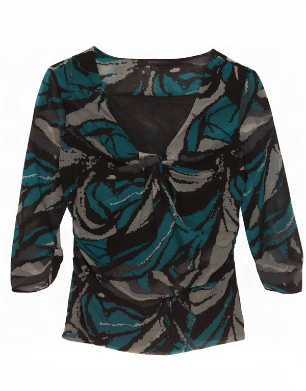 Coast Womens Abstract Pattern 3/4 Sleeve Blouse Top UK 16 Large Black Nylon