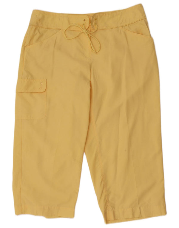 Pantaloni cargo Capri da donna Izod US 12 Large W34 L22 poliestere giallo