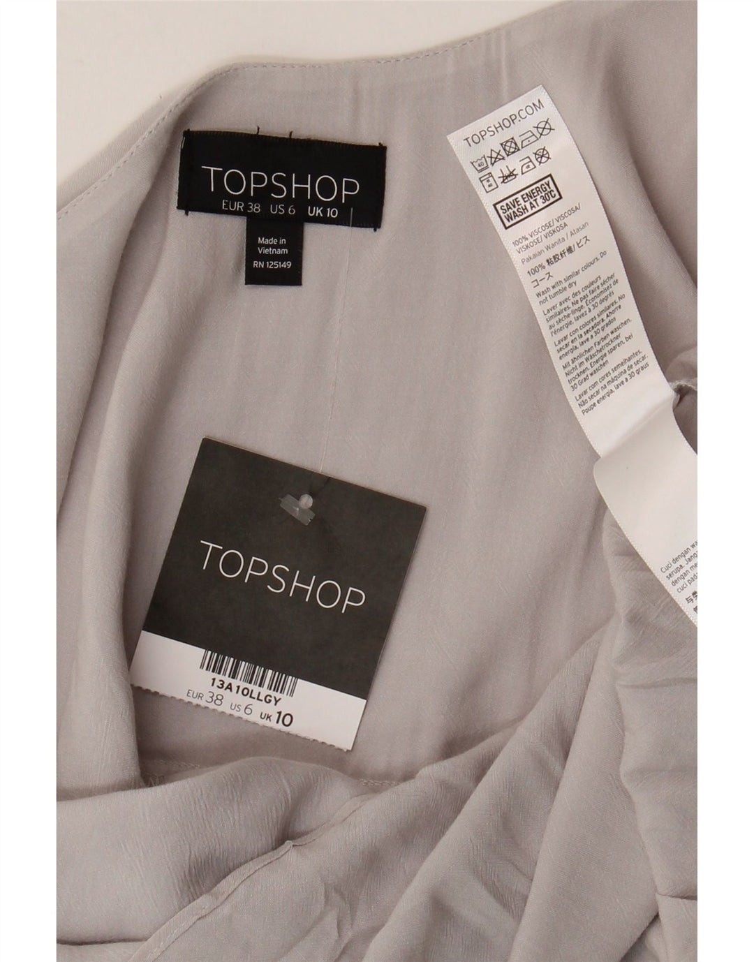 Topshop Camicetta da donna UK 10 piccola viscosa grigia