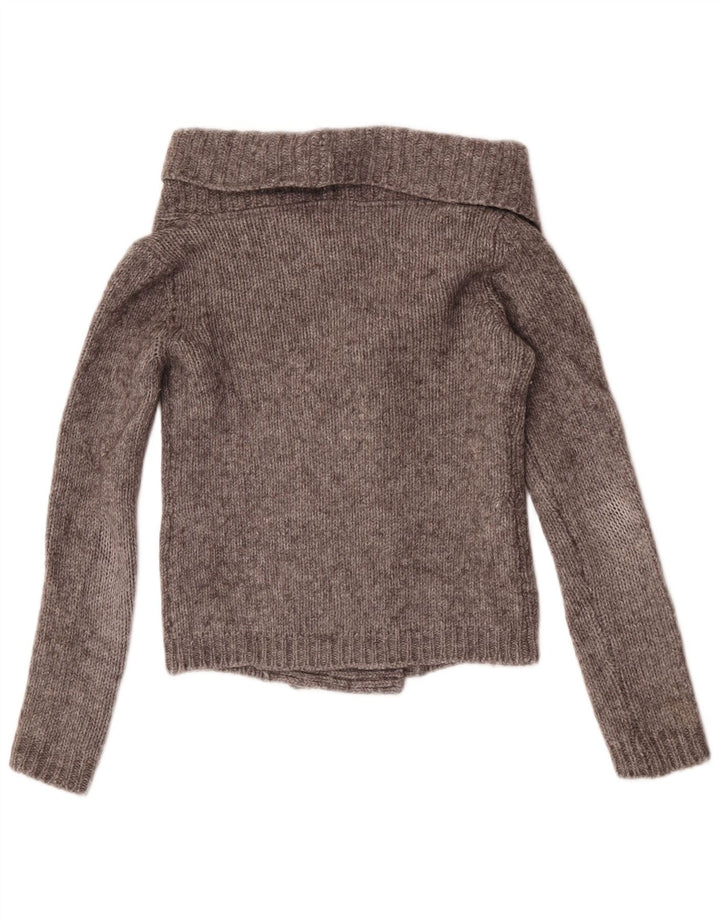 Massimo Dutti Maglione cardigan corto da donna UK 12 Lana grigio medio