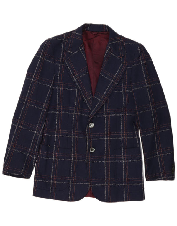 Giacca blazer vintage da uomo a 2 bottoni UK 36 piccola classica scozzese blu navy