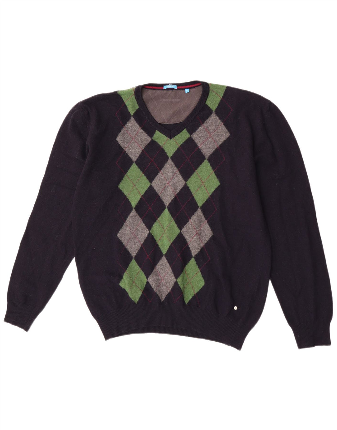Burlington Maglione da uomo con scollo a V XL Blu navy Argyle/Diamante