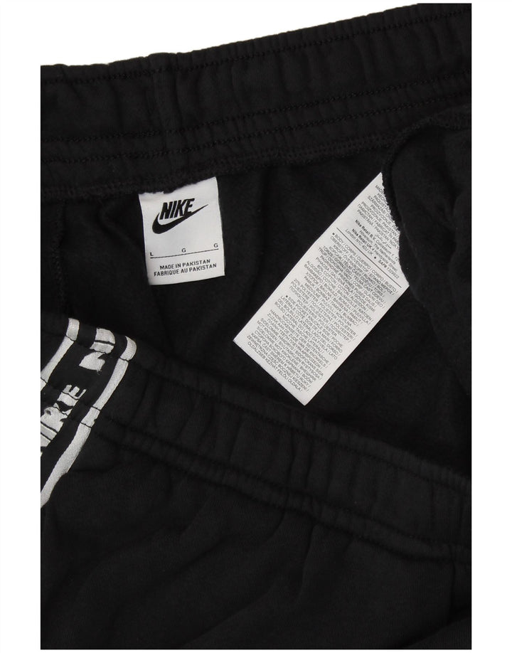 NIKE Pantaloni da tuta con grafica da donna Joggers UK 16 Large Nero Cotone