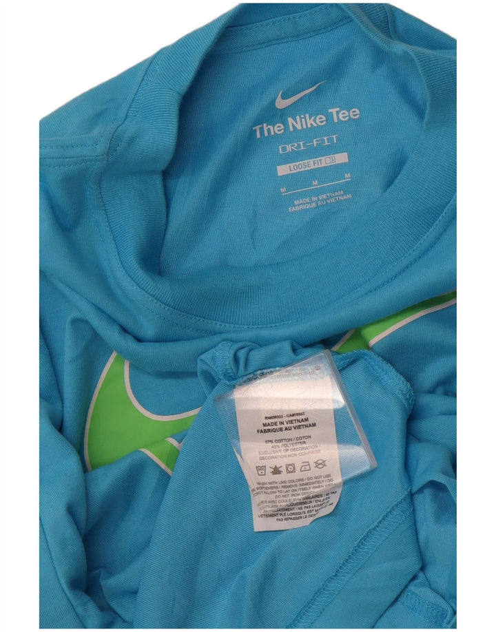 T-shirt grafica da donna vestibilità ampia NIKE Top UK 14 cotone blu medio