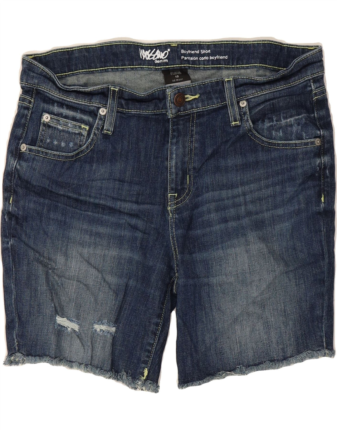 MOSSIMO Womens Boyfriend Distressed Denim Shorts US 10 Large W30 Navy Blue Vintage Mossimo and Second-Hand Mossimo from Messina Hembry 