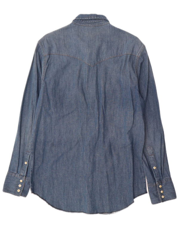 Camicia di jeans da uomo Wrangler in cotone blu medio