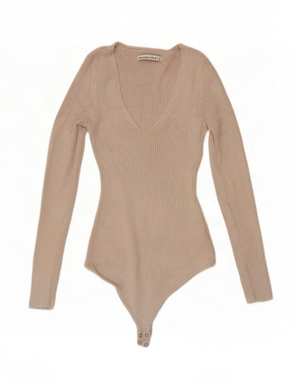 Body a maniche lunghe da donna Abercrombie & Fitch UK 8 Small Beige Viscosa