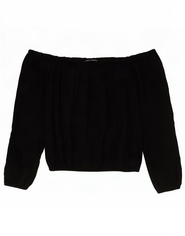 Top corto da donna con spalle scoperte Brandy Melville UK 14 cotone nero medio