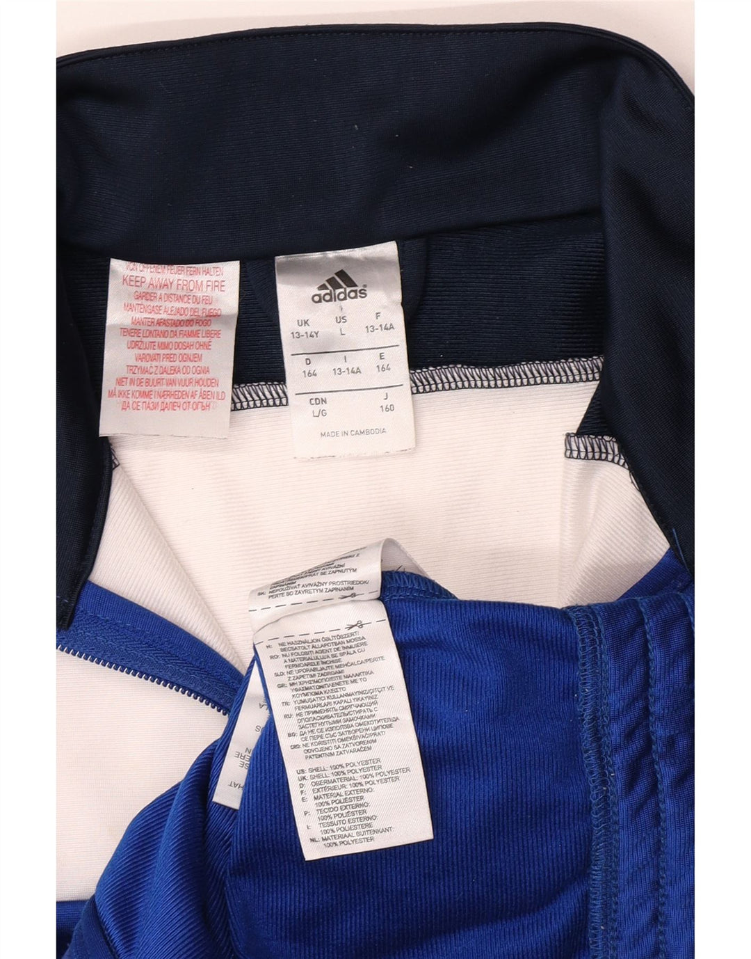 Giacca da tuta da ragazzo Adidas 13-14 anni in poliestere color block blu