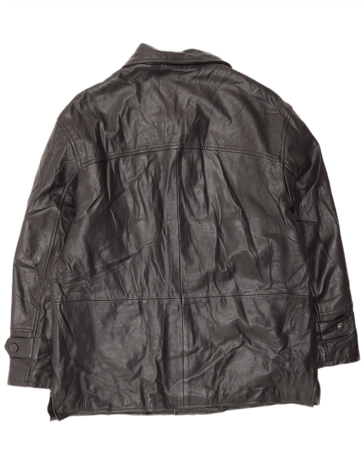 Giacca in Pelle Uomo VINTAGE IT 52 XL Pelle Nera