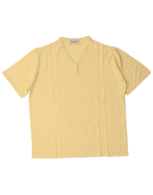 Camicetta vintage da donna in maglia Top IT 50 XL Acrilico giallo