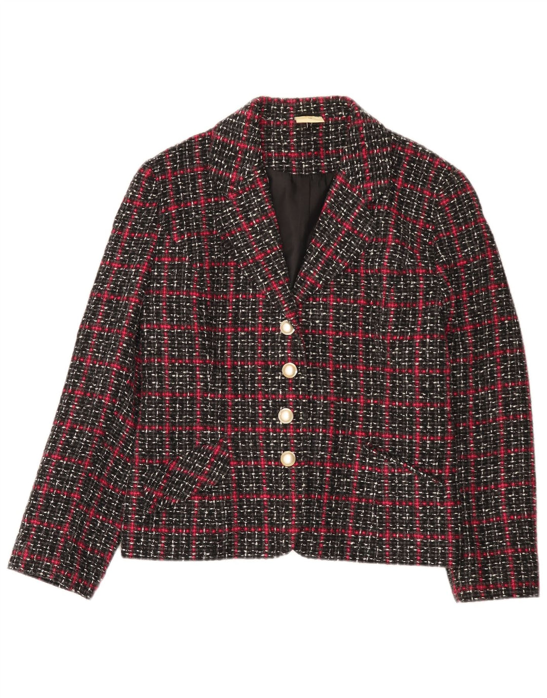 Giacca blazer da donna a 4 bottoni Etam UK 16 grande viscosa a quadri neri
