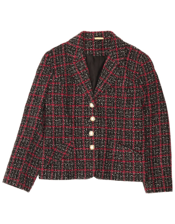 Giacca blazer da donna a 4 bottoni Etam UK 16 grande viscosa a quadri neri