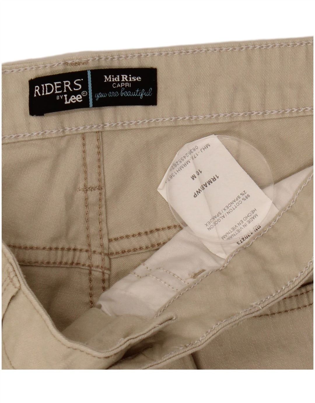Pantaloni Capri da donna a vita media da motociclista LEE US 10 Large W32 L18 Cotone beige