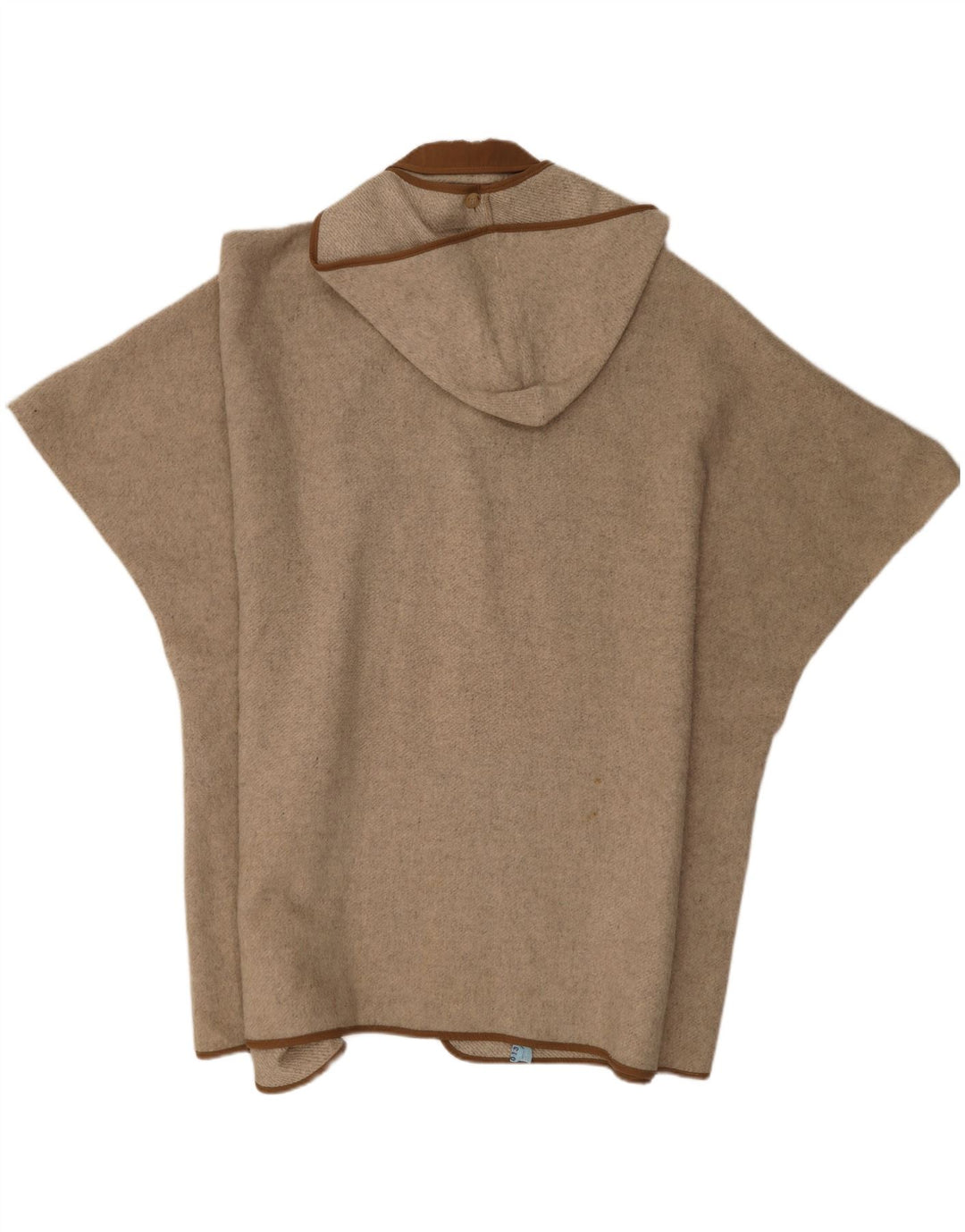 Cappotto poncho vintage da donna con cappuccio, taglia unica, color block beige