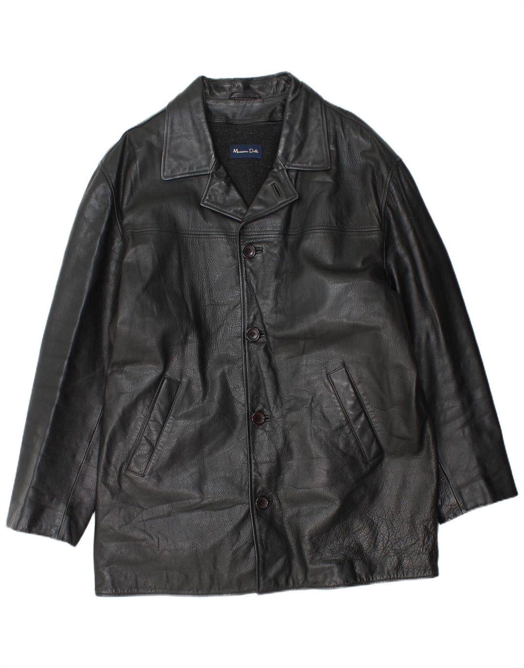 Cappotto in pelle da uomo Massimo Dutti UK 40 grande nero